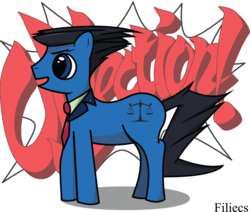 Size: 2609x2210 | Tagged: safe, artist:filiecs, pony, ace attorney, crossover, high res, necktie, objection, phoenix wright, ponified, simple background, solo, transparent background