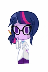 Size: 853x1280 | Tagged: safe, artist:darkberryart, sci-twi, twilight sparkle, equestria girls, g4, my little pony equestria girls: rainbow rocks, chibi, cute, female, glasses, simple background, solo, white background