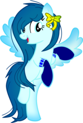 Size: 737x1084 | Tagged: safe, artist:kylethepony, oc, oc only, pegasus, pony, bow, clothes, socks, solo