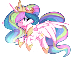 Size: 1024x857 | Tagged: safe, artist:kimikosky, princess celestia, pony, g4, blushing, female, flying, looking at you, mare, simple background, smiling, solo, spread wings, transparent background, vector