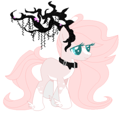 Size: 500x476 | Tagged: safe, artist:yushiart, oc, oc only, earth pony, original species, pony, adoptable, antlers, collar, solo