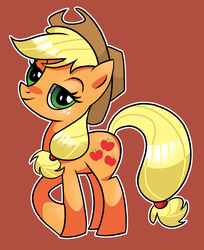 Size: 633x776 | Tagged: safe, artist:kaliptro, applejack, earth pony, pony, g4, female, lidded eyes, looking at you, mare, red background, simple background, solo