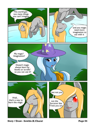 Size: 1652x2200 | Tagged: safe, artist:sewlde, trixie, oc, pony, unicorn, g4, comic, female, mare, saddle bag, scroll