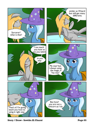 Size: 1652x2200 | Tagged: safe, artist:sewlde, trixie, oc, pony, unicorn, g4, comic, female, mare, saddle bag, scroll