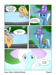 Size: 1652x2200 | Tagged: safe, artist:sewlde, trixie, oc, pony, unicorn, g4, comic, female, mare, saddle bag, scroll