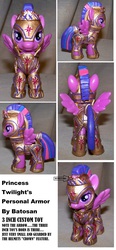 Size: 1960x4232 | Tagged: safe, artist:batosan, twilight sparkle, alicorn, pony, g4, armor, customized toy, female, irl, mare, photo, twilight sparkle (alicorn)