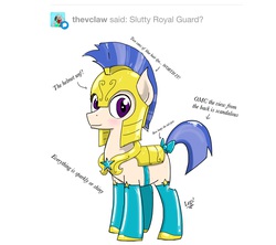 Size: 2249x2000 | Tagged: safe, artist:kissingkings, oc, oc only, oc:kissing kings, pony, clothes, costume, high res, male, royal guard, socks, solo, stallion