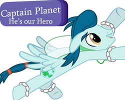 Size: 1000x800 | Tagged: safe, artist:violetclm, captain planet, equestria girls, g4, background human, cape, captain planet and the planeteers, caption, clothes, eco kids, equestria girls ponified, flying, male, moustache, ponified, simple background, solo, white background