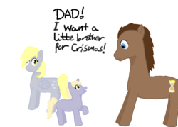 Size: 840x600 | Tagged: safe, artist:netja, derpy hooves, dinky hooves, doctor whooves, time turner, pegasus, pony, g4, female, implied shipping, male, mare, misspelling, ship:doctorderpy, shipping, simple background, straight, transparent background