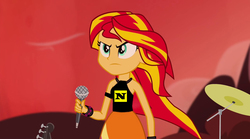 Size: 1280x714 | Tagged: safe, screencap, sunset shimmer, equestria girls, g4, my little pony equestria girls: rainbow rocks, crossover, meme, nexus, sunset's shirt meme, the nexus (stable), wwe