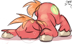 Size: 734x446 | Tagged: dead source, safe, artist:gsphere, big macintosh, earth pony, pony, g4, cute, eyes closed, face down ass up, macabetes, male, sleeping, sleeping macintosh daily, solo, stallion