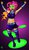 Size: 677x1179 | Tagged: safe, artist:chillguydraws, pinkie pie, human, g4, belly button, boots, clothes, cosplay, crossover, female, glowing eyes, humanized, microskirt, midriff, miniskirt, shoes, skirt, solo, sports bra, starfire, teen titans, thigh boots, zettai ryouiki
