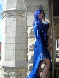 Size: 2448x3264 | Tagged: safe, artist:diaryofadoll, princess luna, human, g4, castle, cosplay, high res, irl, irl human, photo