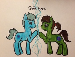 Size: 960x720 | Tagged: dead source, safe, artist:zorobutt, aiden, beyond two souls, jodie holmes, ponified, traditional art