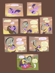 Size: 1960x2600 | Tagged: safe, artist:salvicorn, discord, twilight sparkle, alicorn, pony, g4, alternate universe, baseball glove, comic, dadcord, daddy discord, female, mare, parent, twilight sparkle (alicorn)