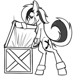 Size: 1108x1147 | Tagged: safe, artist:ralek, oc, oc only, oc:hidden fortune, fallout equestria, fallout equestria: treasure hunting, monochrome, solo