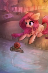 Size: 403x604 | Tagged: safe, artist:olivineal, fluttershy, g4, female, river, solo