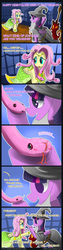 Size: 1000x3950 | Tagged: safe, artist:seer45, fluttershy, spike, twilight sparkle, alicorn, cobra, dragon, gorgon, pegasus, pony, snake, g4, 2014, adorkable, beard, blushing, broken, clothes, comic, costume, cute, dork, empty eyes, error: pony stopped responding, female, frozen in fear, gandalf, gandalf the grey, halloween, hissing, lord of the rings, mare, medusa, medusashy, nightmare night, ophidiophobia, scared stiff, shyabetes, smaug, smaug the golden, staff, sword, that tongue thing, the hobbit, tongue out, traumatized, twiabetes, twilight sparkle (alicorn), wizard