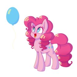 Size: 1024x1024 | Tagged: safe, artist:pumpkinkikile, pinkie pie, earth pony, pony, g4, balloon, cute, cutie mark eyes, diapinkes, female, mare, open mouth, simple background, solo, that pony sure does love balloons, transparent background, wingding eyes