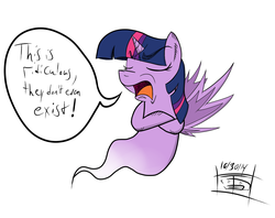 Size: 1337x1059 | Tagged: safe, artist:thethunderpony, twilight sparkle, alicorn, ghost, ghost pony, pony, g4, irony, twilight sparkle (alicorn)