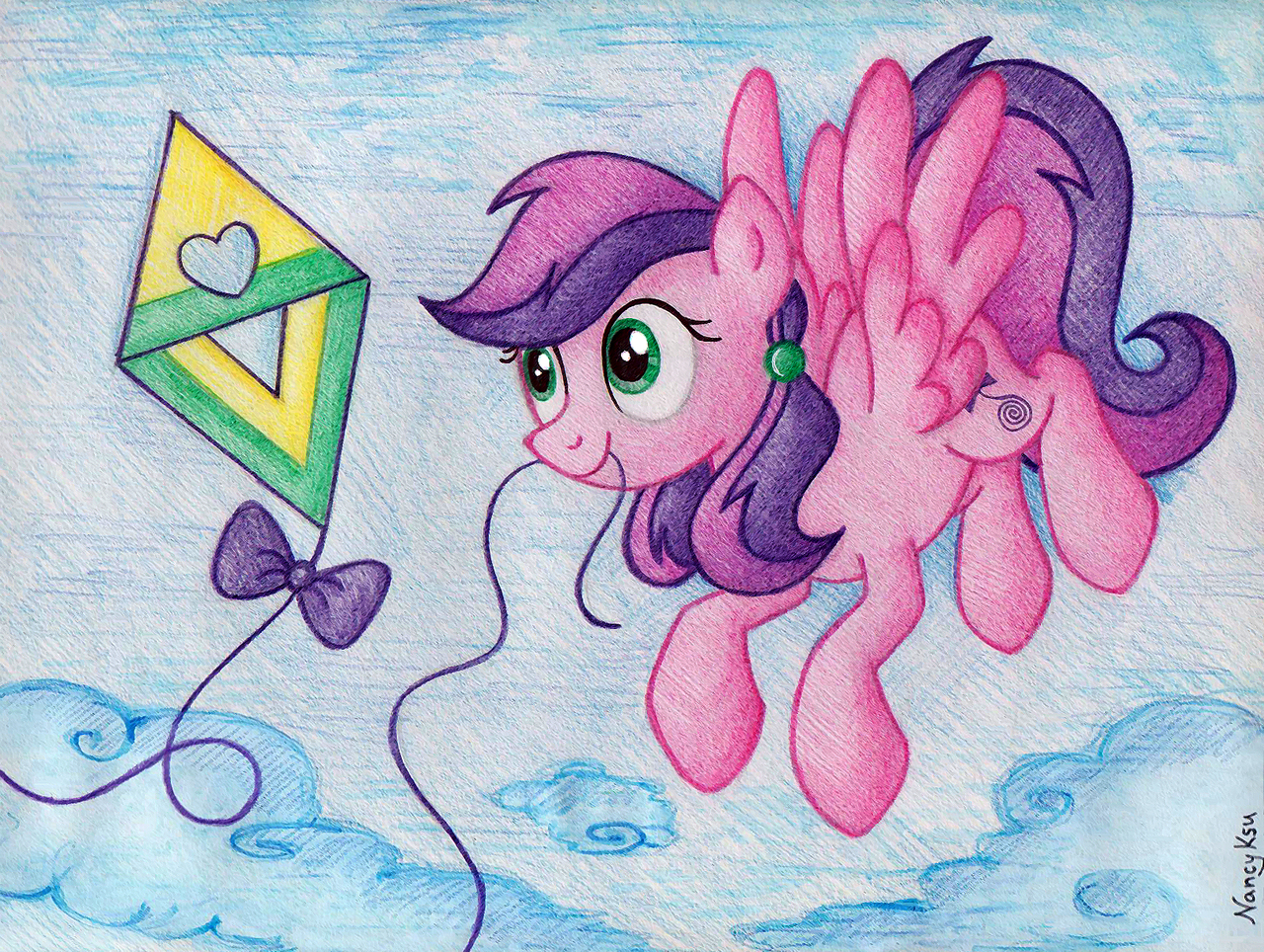 generation leap, kite, kite flying, mare, mouth hold, ribbon, sky, solo, th...