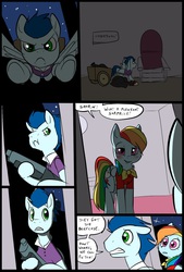 Size: 781x1156 | Tagged: safe, artist:metal-kitty, rainbow dash, soarin', comic:expiration date, g4, comic, crossover, expiration date, female, gun, male, misspelling, mr soarin', rainbow scout, ship:soarindash, shipping, straight, team fortress 2