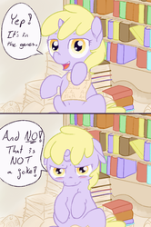 Size: 800x1205 | Tagged: safe, artist:a6p, dinky hooves, pony, unicorn, ask dinky doo, g4, ask, belly button, blushing, book, cute, dinkabetes, filly, implied derpy, looking at you, report card, tumblr