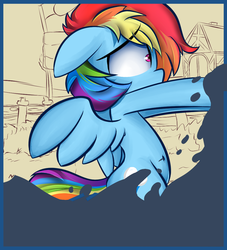 Size: 1000x1100 | Tagged: safe, artist:madacon, rainbow dash, pegasus, pony, g4, belly button, female, fourth wall, ink, mare, solo