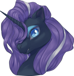Size: 700x714 | Tagged: safe, artist:qeius, nightmare rarity, pony, unicorn, g4, female, looking at you, mare, portrait, simple background, solo, transparent background