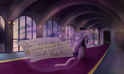 Size: 1980x1188 | Tagged: safe, artist:mattatatta, twilight sparkle, alicorn, pony, g4, destiny: a tale of unicorn wings, female, letter, magic, mare, scroll, solo, twilight sparkle (alicorn), window