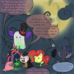 Size: 1000x1000 | Tagged: safe, artist:dreadcoffins, twilight sparkle, oc, oc:asterisk the witch, oc:corrie, oc:lucky, oc:page turner, oc:philososhy, oc:spectre spooks, alicorn, changeling, pony, g4, comic, female, mare, nightmare night, twilight sparkle (alicorn)