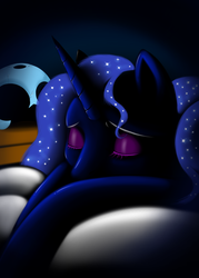 Size: 1000x1400 | Tagged: safe, artist:kloudmutt, nightmare moon, g4, female, sleeping, solo