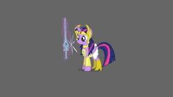Size: 864x486 | Tagged: safe, artist:khuzang, artist:poison--hearts, part of a set, derpy hooves, twilight sparkle, alicorn, pegasus, pony, g4, adorkable, animated, armor, athena sparkle, badass, boots, clothes, cosplay, costume, cute, dork, duo, eyes closed, female, frown, gif, glowing horn, gray background, grin, halloween, high heel boots, horn, i can't believe it's not hasbro studios, magic, mare, masters of the universe, mouth hold, muffin, oops, power sword, she-ra, shoes, simple background, smiling, spread wings, sword, telekinesis, twilight sparkle (alicorn), warrior twilight sparkle, wide eyes, xk-class end-of-the-world scenario
