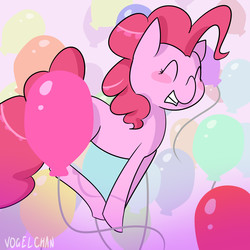 Size: 2000x2000 | Tagged: safe, artist:vogelchan, pinkie pie, g4, balloon, female, high res, solo