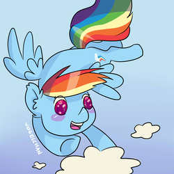 Size: 2000x2000 | Tagged: safe, artist:vogelchan, rainbow dash, g4, female, flying, high res, solo