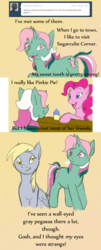 Size: 600x1481 | Tagged: safe, artist:kourabiedes, derpy hooves, fizzy, pinkie pie, pegasus, pony, ask fizzy, g1, g4, ask, comic, female, mare, tumblr