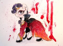 Size: 4130x3056 | Tagged: safe, artist:catseye-view, rarity, g4, clothes, costume, female, nightmare night, solo, traditional art