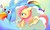 Size: 512x308 | Tagged: safe, artist:miki 14, fluttershy, rainbow dash, pegasus, pony, g4, cloud, duo, female, mare