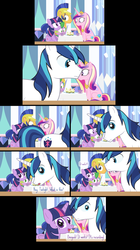 Size: 1416x2528 | Tagged: safe, artist:dm29, flash sentry, princess cadance, shining armor, spike, twilight sparkle, alicorn, pony, g4, comic, cupcake, episodes from the crystal empire, female, fourth wall, mare, stare, tea, tumblr, twilight sparkle (alicorn)