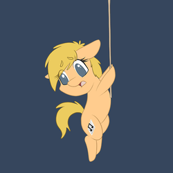 Size: 500x500 | Tagged: safe, artist:dunnowhattowrite, oc, oc only, oc:little rogue, chibi, hanging, rope, solo, tumblr