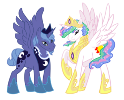 Size: 700x565 | Tagged: safe, artist:sonic-the-superstar, princess celestia, princess luna, alicorn, pony, g4, duo, duo male, male, prince artemis, prince solaris, royal brothers, rule 63, simple background