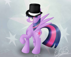 Size: 1280x1028 | Tagged: safe, artist:emerlees, twilight sparkle, alicorn, pony, g4, female, hat, mare, monocle, solo, top hat, twilight sparkle (alicorn)