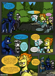 Size: 1950x2700 | Tagged: safe, artist:dracojayproduct, fleetfoot, princess luna, spitfire, oc, oc:cloudpuff, oc:pierson, oc:reginald whitmane, comic:lunar isolation, g4, comic