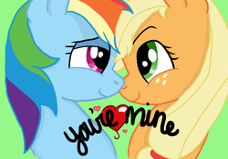 Size: 3000x2100 | Tagged: safe, artist:skylarbrant14, applejack, rainbow dash, g4, female, heart, high res, lesbian, ship:appledash, shipping, simple background