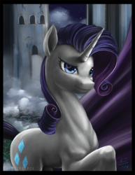 Size: 773x1000 | Tagged: safe, artist:cosmickelpie, rarity, pony, unicorn, g4, female, looking at you, mare, night, nightmare night, solo