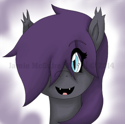 Size: 437x435 | Tagged: safe, artist:mr-101, oc, oc only, oc:moon dancer, bat pony, pony, happy, portrait