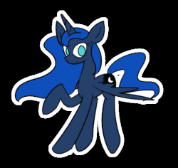 Size: 528x498 | Tagged: safe, artist:karlaandbliss, princess luna, lunadoodle, g4, animated, female, flapping, flying, looking at you, raised hoof, smiling, solo