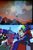 Size: 640x961 | Tagged: safe, screencap, adagio dazzle, aria blaze, sonata dusk, siren, equestria girls, g4, my little pony equestria girls: rainbow rocks, bassmobile, brave maximus, clash of hasbro's titans, comparison, devil gigatron, elements of harmony, fight, fortress maximus, galvatron, hand mode, rainboom bursto!, rainbow lumen, rainbow of light, the avatar of friendship, the dazzlings, the megastar, transformers, transformers car robots, transformers robots in disguise (2001), true form