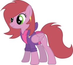 Size: 3234x2855 | Tagged: safe, artist:duskthebatpack, oc, oc only, oc:plume gust, pegasus, pony, clothes, earring, female, high res, hoodie, leotard, mare, simple background, smiling, solo, transparent background, vector