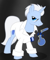 Size: 816x979 | Tagged: safe, artist:irateliterate, oc, oc only, oc:frost bite, pony, unicorn, scientist, solo